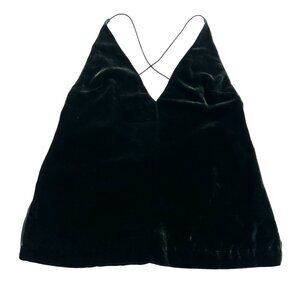 Dion Lee Silk Velvet Fine Line Cami Top in Deep Green